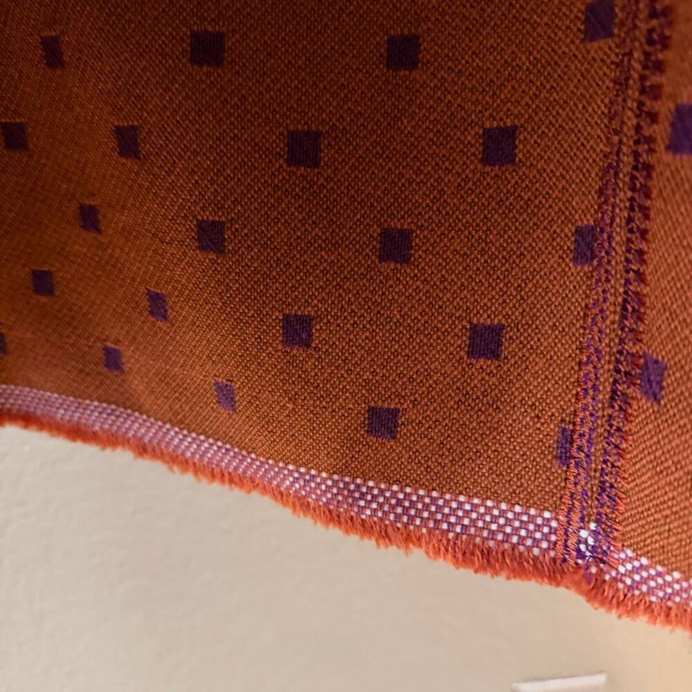 Vintage South American Handwoven Purple Rust Tapestry Jacket Blanket Boho Aztec - Picture 3 of 8
